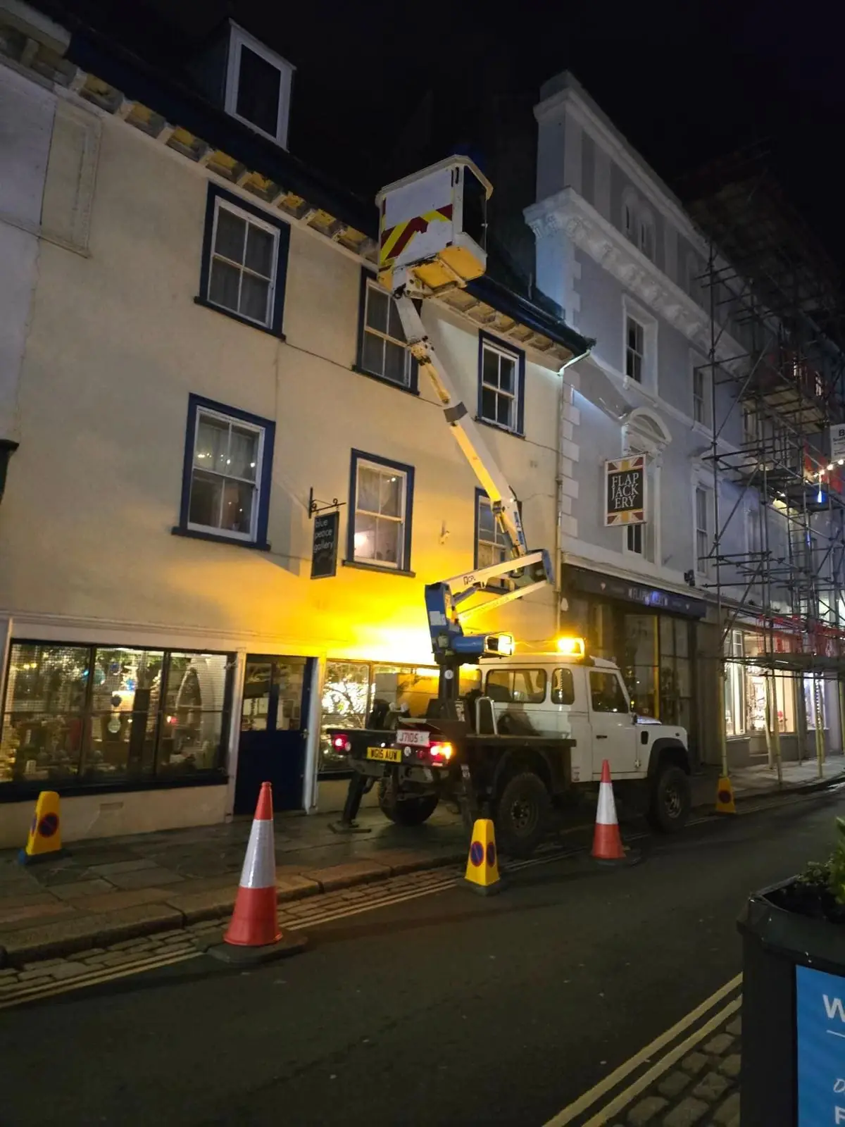 Cherry picker equipment set up for high-level access work